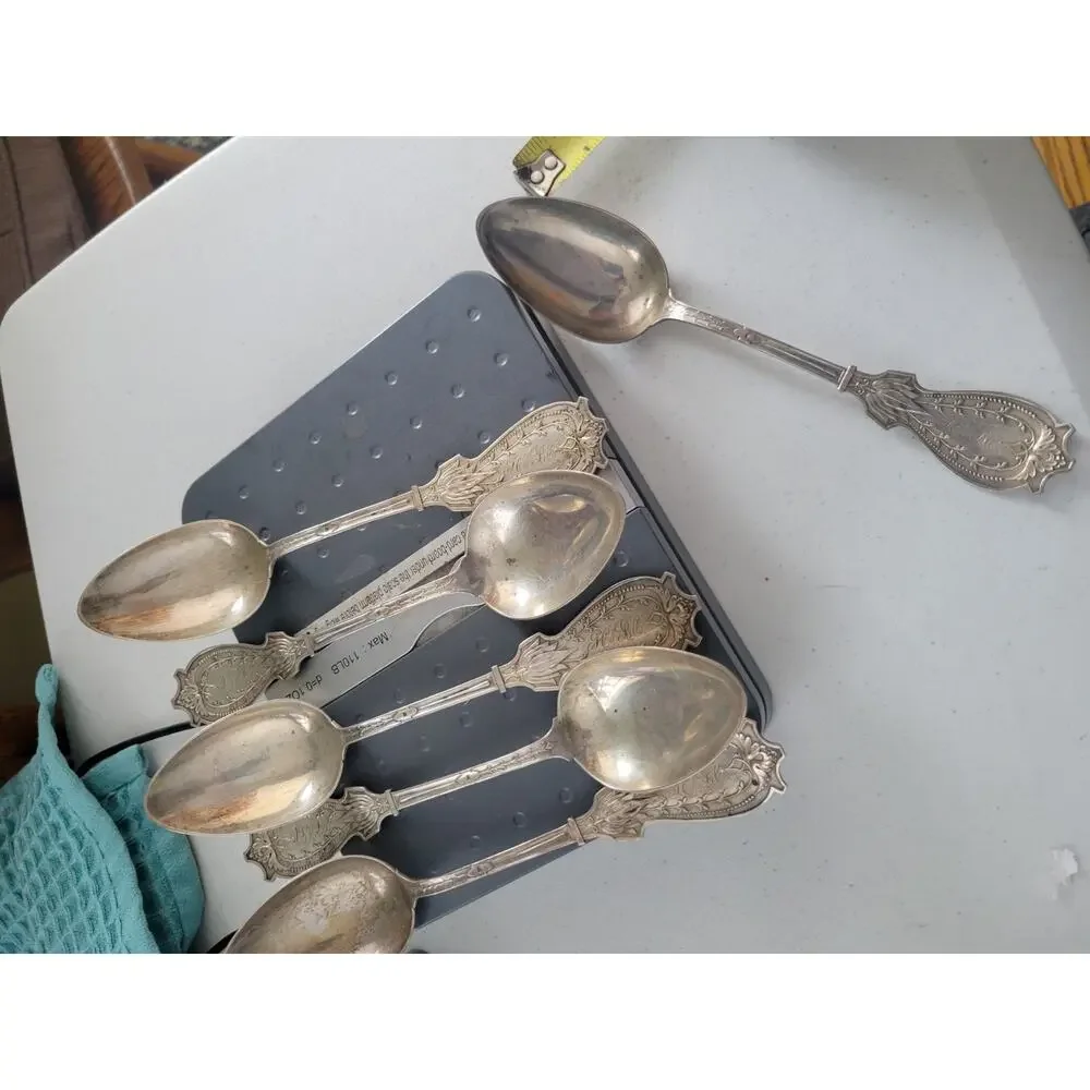 Schulz and Fischer Sterling set of 6 spoons TBSP or serving Faralone 10oz
